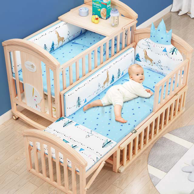 Natural Wooden Baby Crib