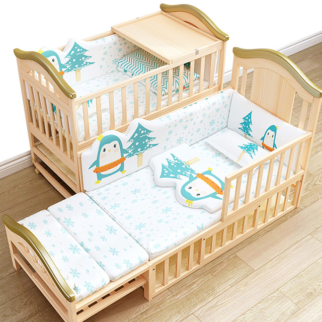 WBB716 baby wood crib with storage and wheels